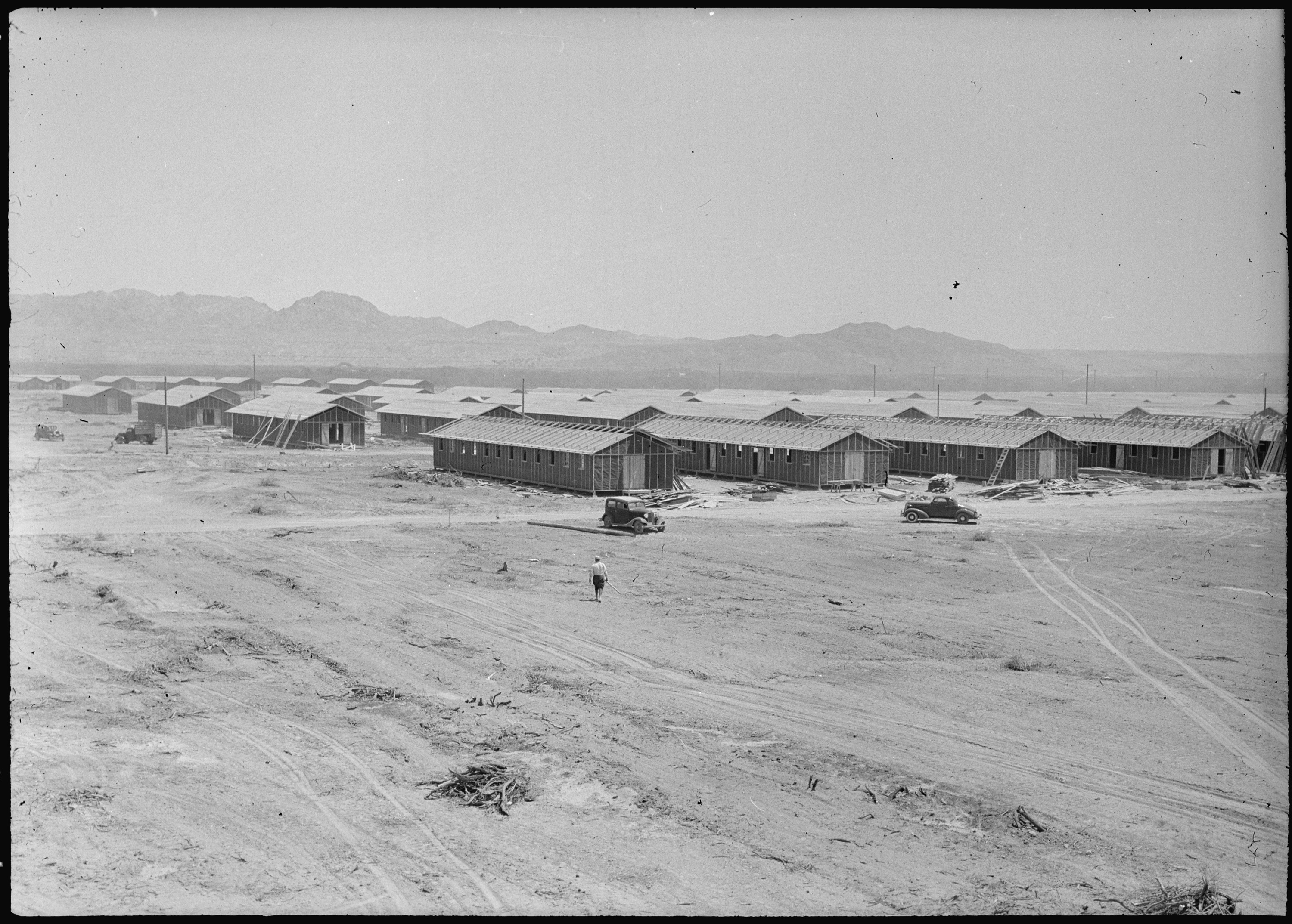  "Poston, Arizona. Site Number 1, Camp Number 1, facing Southeast." April 24, 1942. Fred Clark, War Relocation Authority Photographer, Department of the Interior. War Relocation Authority. Public Domain. 